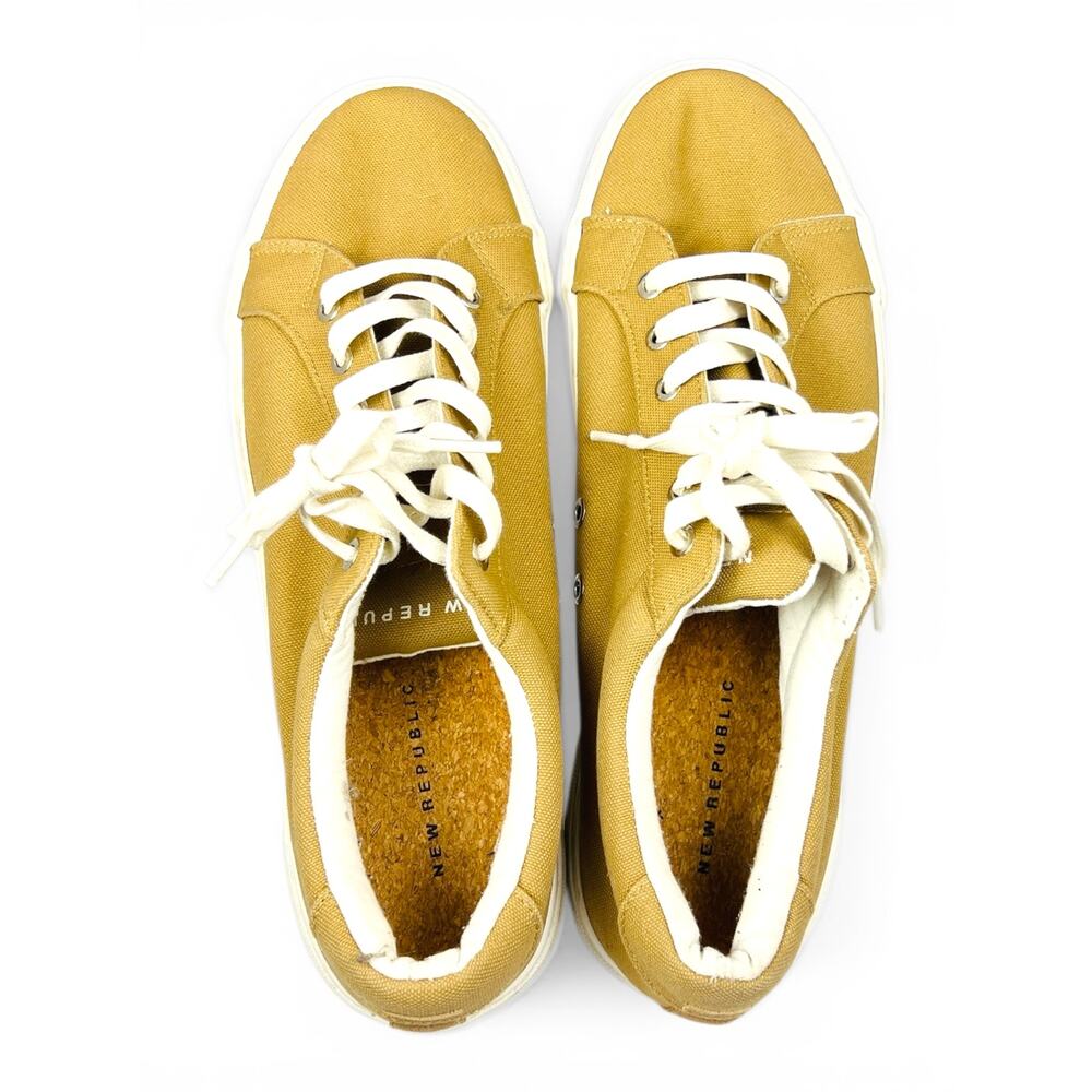 New Republic Khaki Canvas Low Top Sneakers Men's Size 13 Casual Minimalist Shoes - Picture 2 of 6